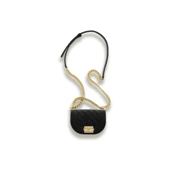 CHANEL Velvet And Gold Toned Metal Messenger Bag, Crossbody Bag Regular Women's Black