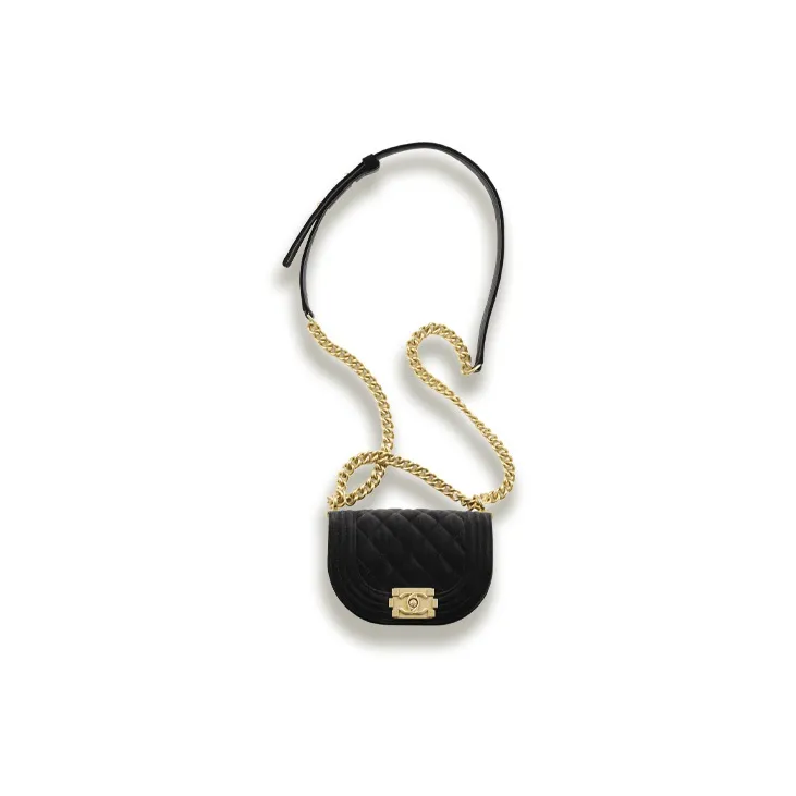 CHANEL Velvet And Gold Toned Metal Messenger Bag, Crossbody Bag Regular Women's Black-0