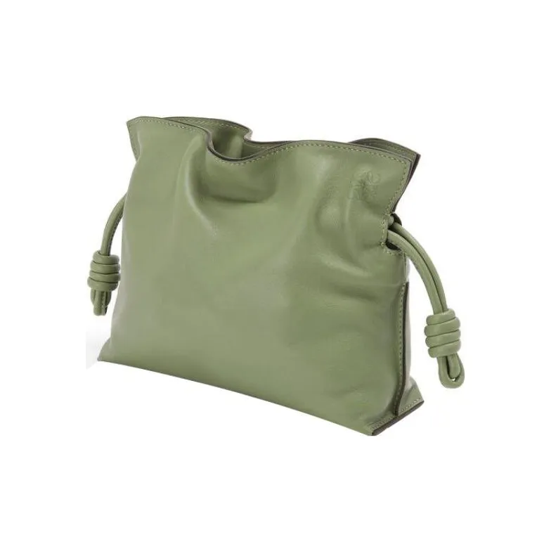 LOEWE Flamenco Nappa Calfskin One Shoulder Crossbody Clutches Mini Women's Green-1