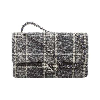 CHANEL Classic Flap CF22A Early Autumn Velvet Handbag Shoulder Bag Crossbody Bag Women's Showpiece Gray