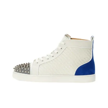 CL LUBOTING Lou Spikes Orlato Stylish Skateboarding Shoes Men's White Silver Blue