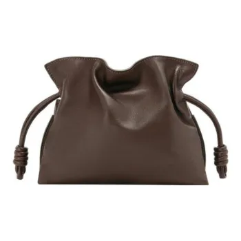 LOEWE Calfskin One Shoulder Crossbody Clutches Medium Size Women's Chocolate