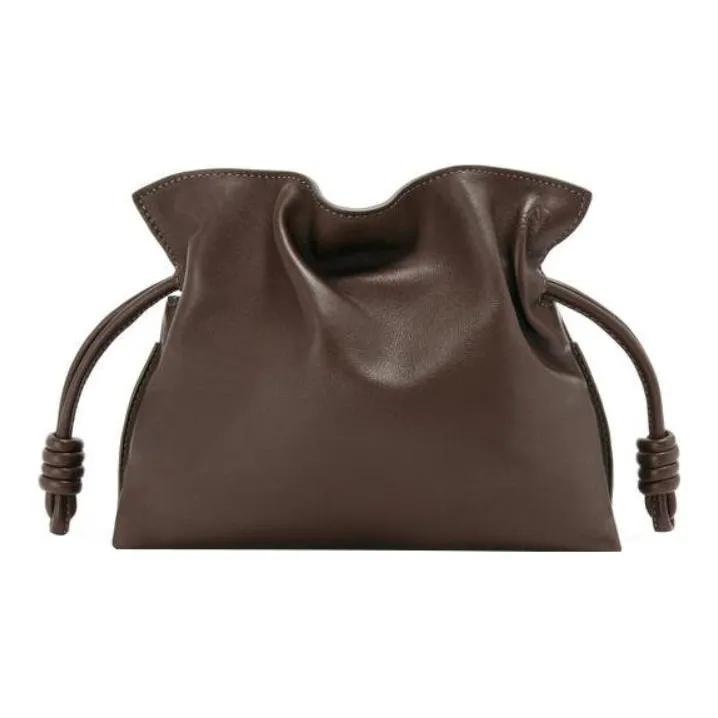 LOEWE Calfskin One Shoulder Crossbody Clutch Medium Size Women's Chocolate-0
