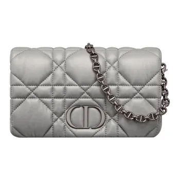 DIOR Cow Leather Shoulder Bag Crossbody Bag Women's Gray