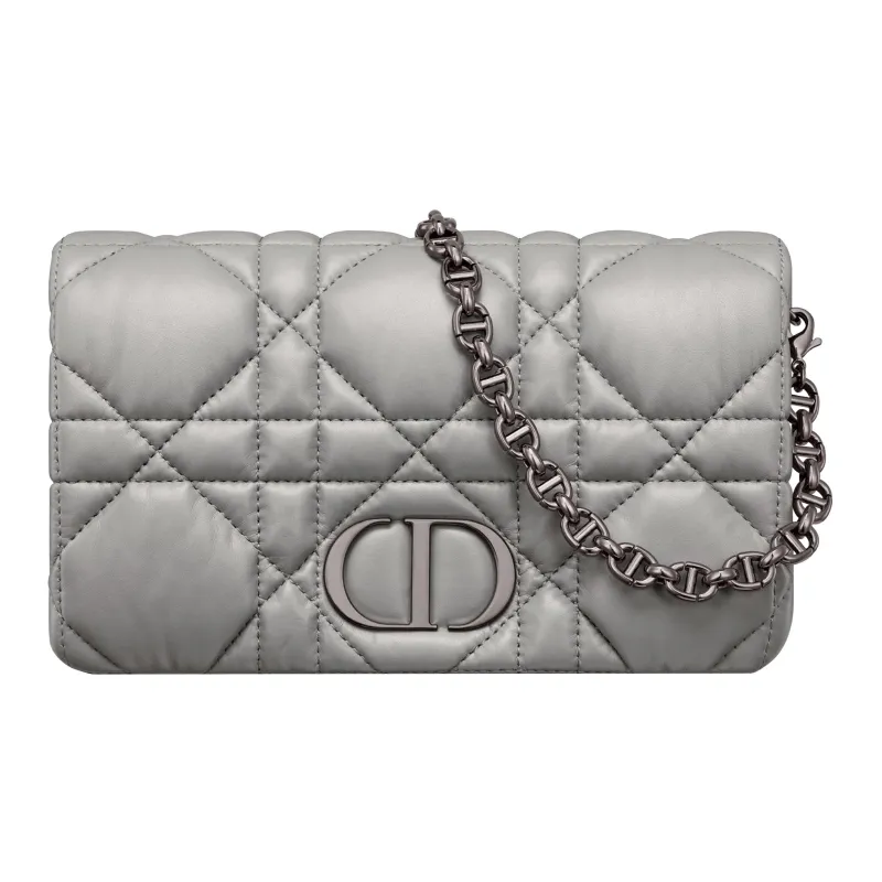 DIOR Cow Leather Shoulder Bag Crossbody Bag Women's Gray-0