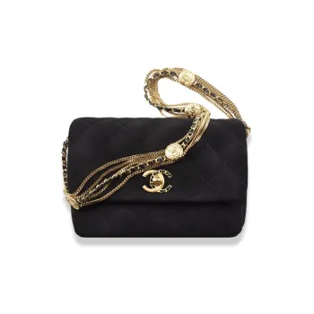 CHANEL Suede Effect Goatskin Flap Bag, Shoulder Bag, Crossbody Bag Mini Women's Black