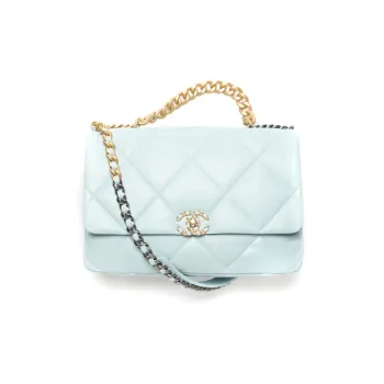 CHANEL 19Bag Lambskin Flap Bag Handbag, Shoulder Bag, Crossbody Bag Tubas Women's Light Blue