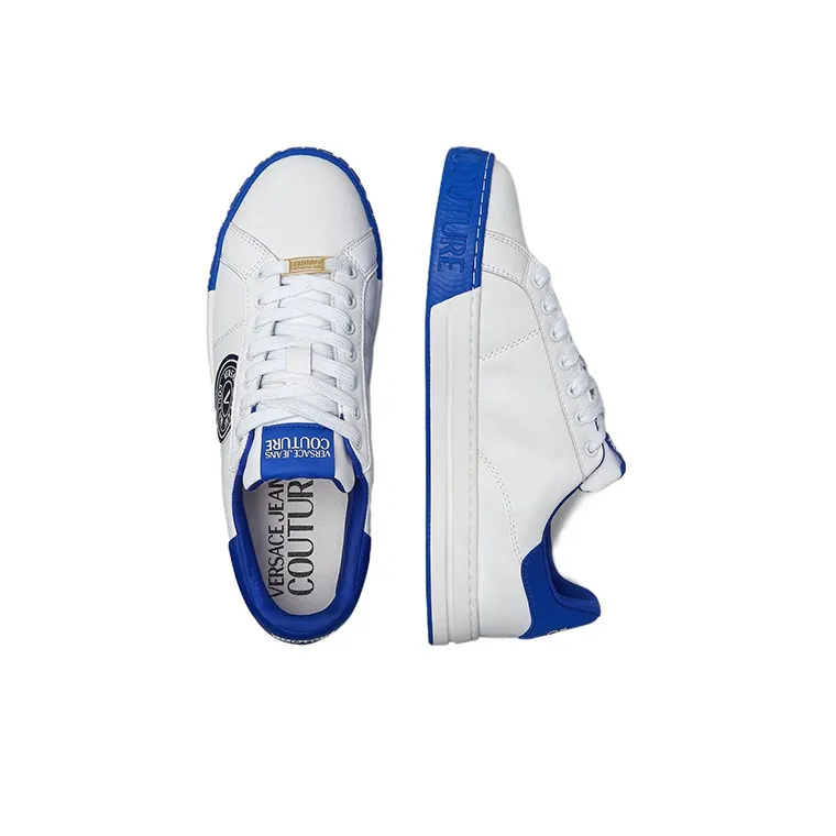 VERSACE JEANS Ankle Boots Stylish Skateboarding Shoes Men's White Blue-2