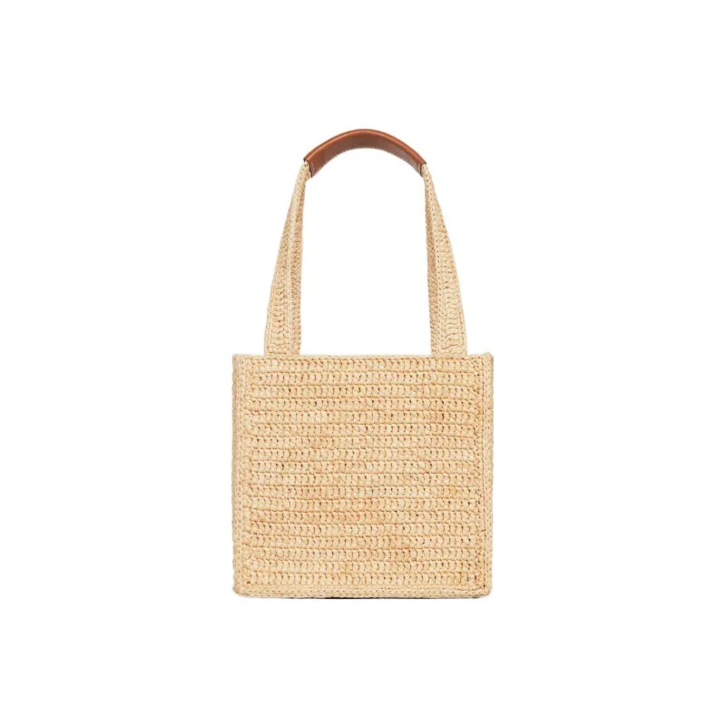 CELINE Cuir Triomphe Cow Leather Tote Bag Shopping Bag Shoulder Bag Handbag Women's Beige Blue-2