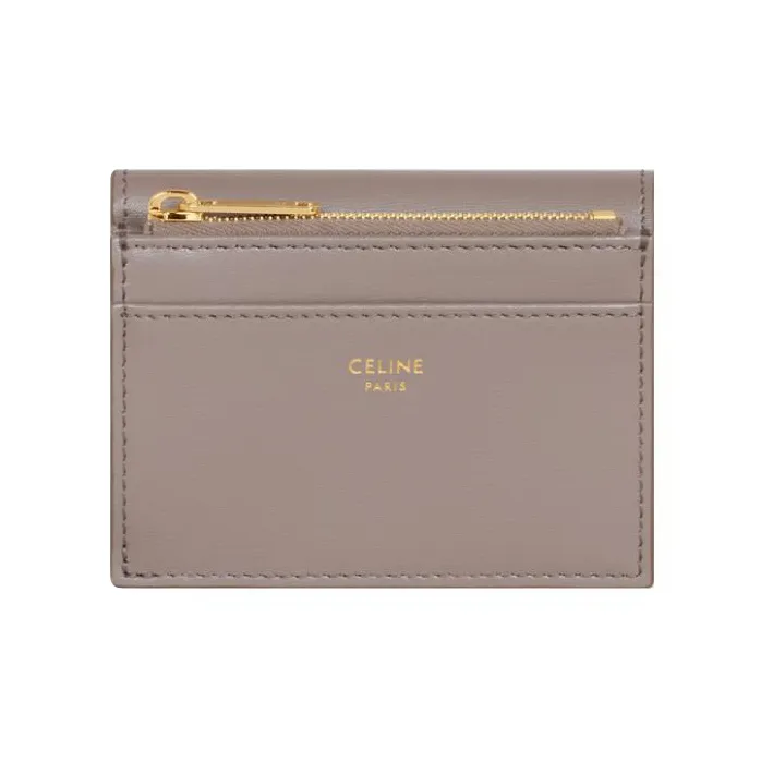 CELINE Triomphe Arc De Triomphe Shiny Smooth Calfskin Card Holder Wallet Small Size Women's Ivory Gray-2