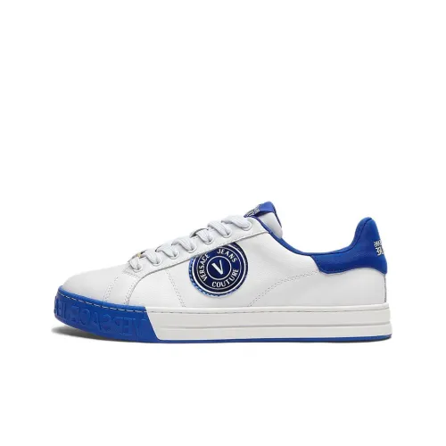 VERSACE JEANS Skateboard Shoes Men Low-Top White/Blue