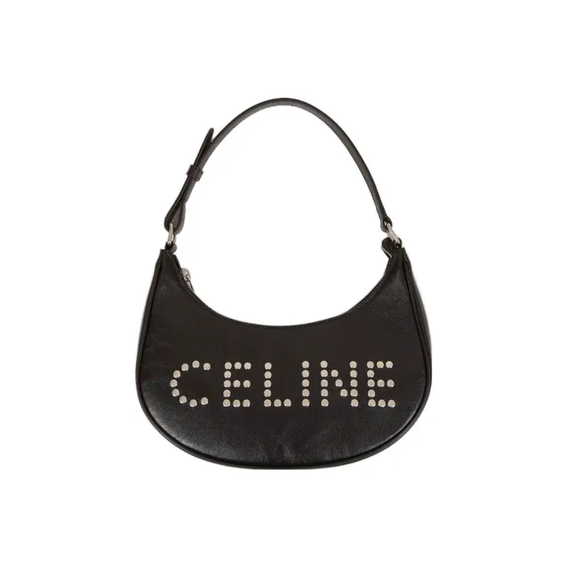 CELINE AVA Smooth Cow Leather Dumpling Bag Shoulder Bag Handbag Shoulder Bag Women's Black-0