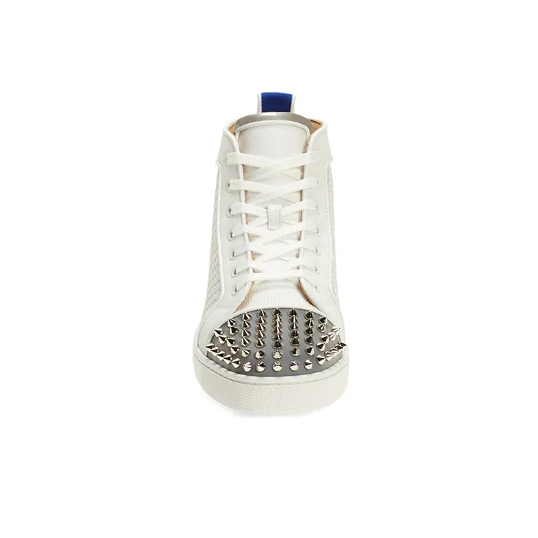 CL LUBOTING Lou Spikes Orlato Stylish Skateboarding Shoes Men's White Silver Blue-3