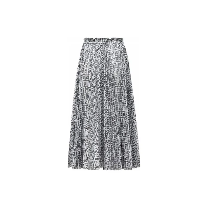 FENDI Casual Long Skirts Women's Silver-1