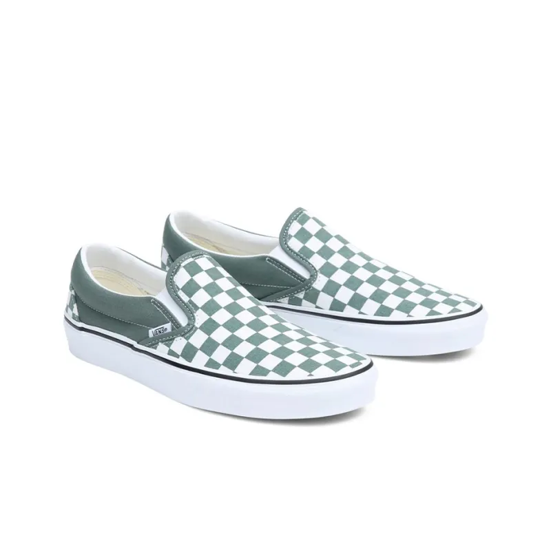 Vans Classic Slip On Color Theory Checkerboard Green White-2