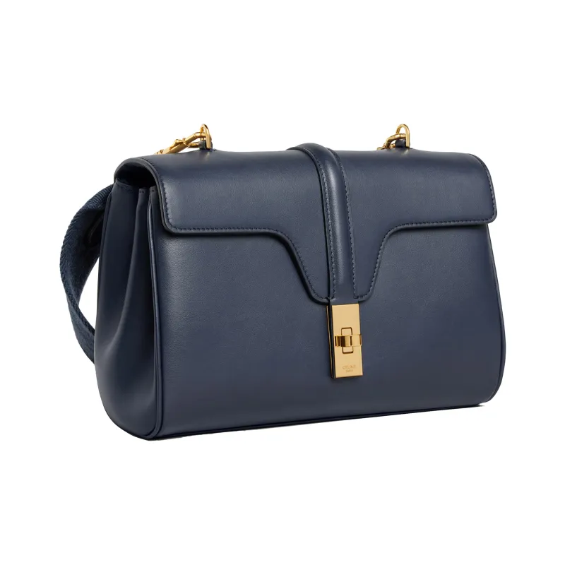 CELINE 16 Smooth Cow Leather Shoulder Bag Crossbody Bag Women's Navy-1