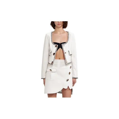 Self-portrait Cropped Coats Women's White