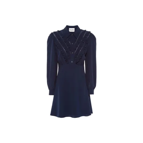 MIU MIU Long-Sleeved Dresses Women's Blue