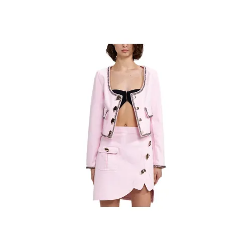 Self-portrait Cropped Coats Women's Pink