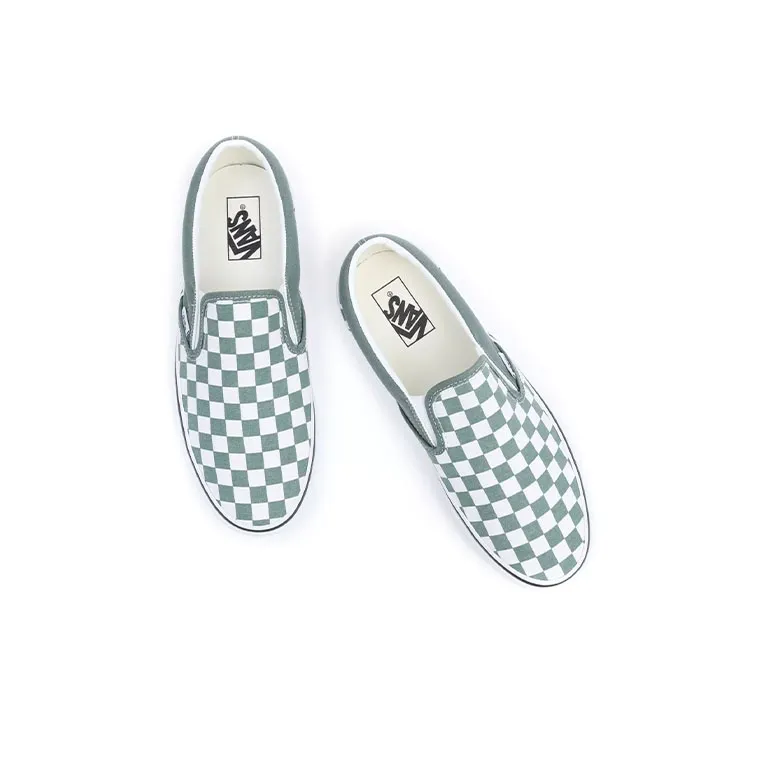 Vans Classic Slip On Color Theory Checkerboard Green White-3