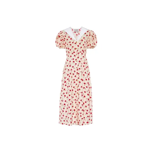 MIU MIU Short-Sleeved Dresses Women's Red