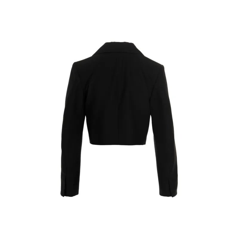 GANNI Double Breasted Cropped Blazer 'Black'-1