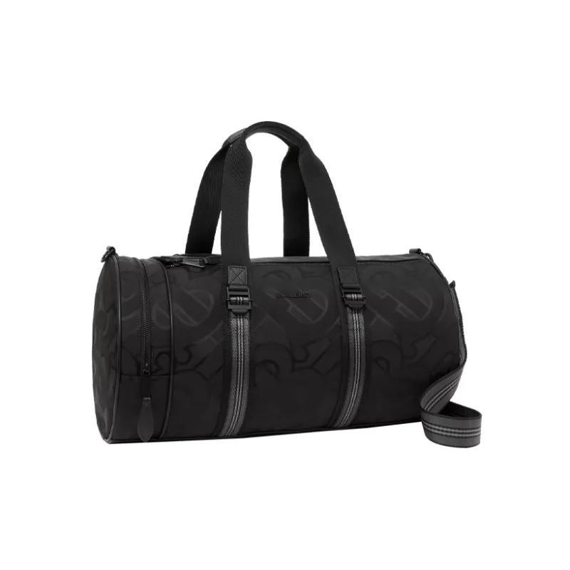 Burberry Leather Barrel Bag Travel Bag Handbag Medium Size Men's Black-2