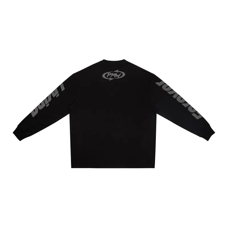 P.M.W Straight Long Sleeved T Shirt Men's Black-1