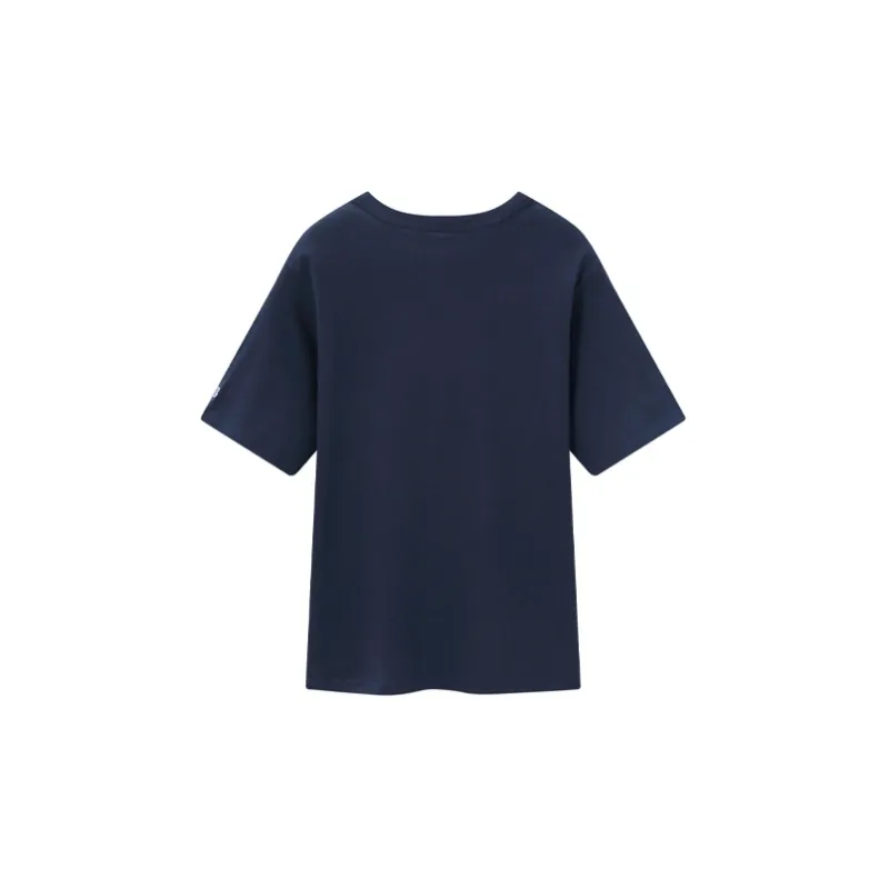Champion Crew Neck Fitted Straight Short Sleeved T Shirt US Version Unisex Navy Blue-1
