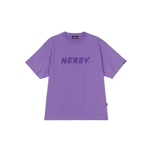 NERDY Unisex Loose Letter Logo T-Shirt Purple