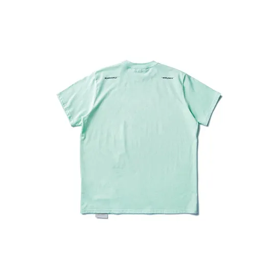 ROARINGWILD Crew Neck Loose Fit Straight Short Sleeved T Shirt Unisex Mint Green-1