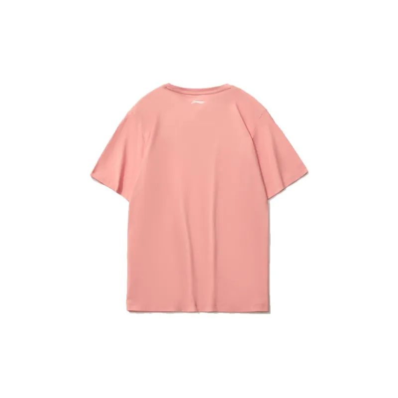 LiNing Drop Shoulder Sleeve T Shirt Unisex Vibrant Orange Pink-1