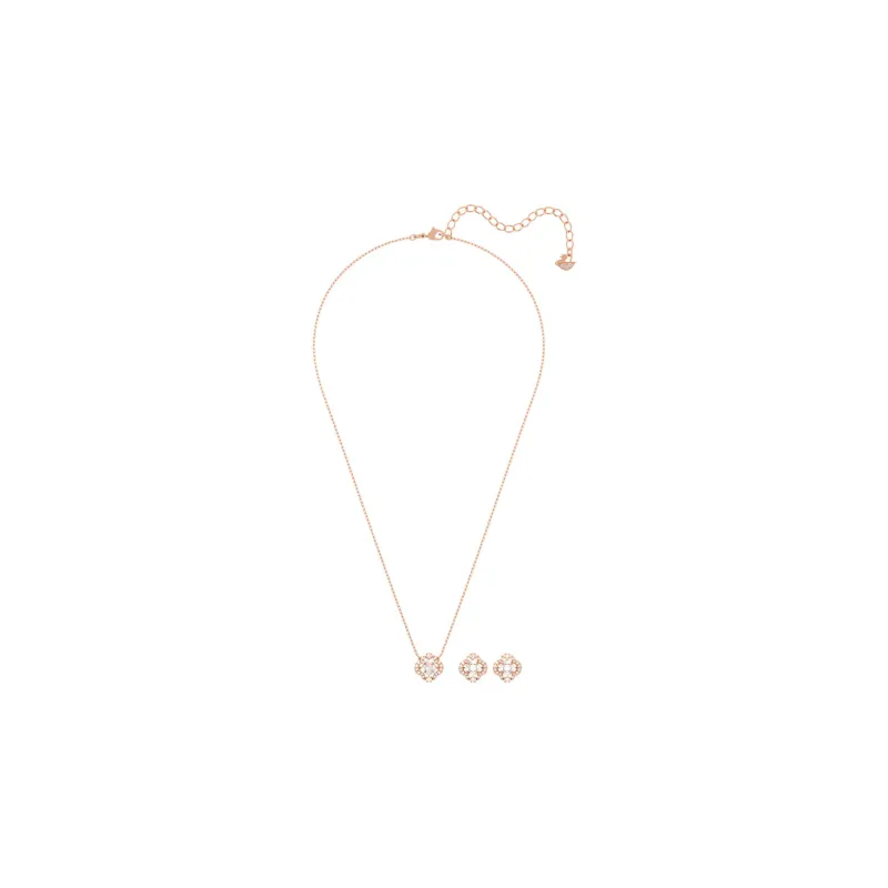Swarovski Rose Gold Plated Necklace & Stud Earrings Set Women's-1