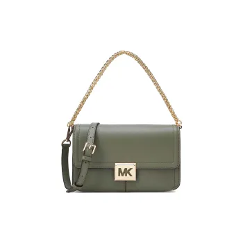 MICHAEL KORS Sonia Cowhide Leather One Shoulder Handbag, Crossbody Bag Medium Size Women's Army Green