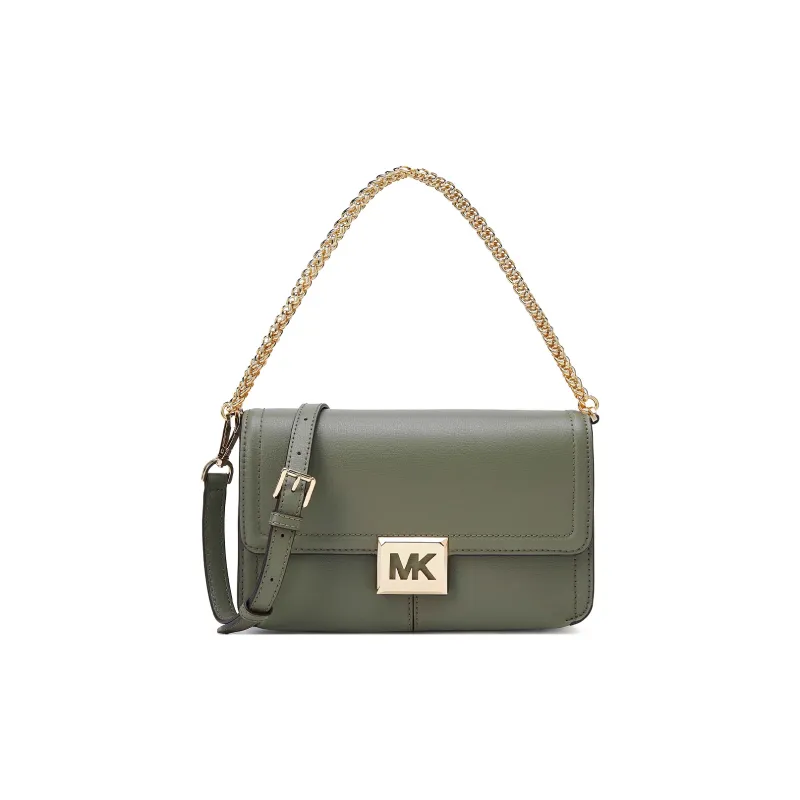 MICHAEL KORS Sonia Cowhide Leather One Shoulder Handbag, Crossbody Bag Medium Size Women's Army Green-0