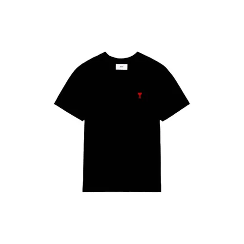 AMI Paris logo-embroidered short-sleeve T-shirt for men Black Unisex 