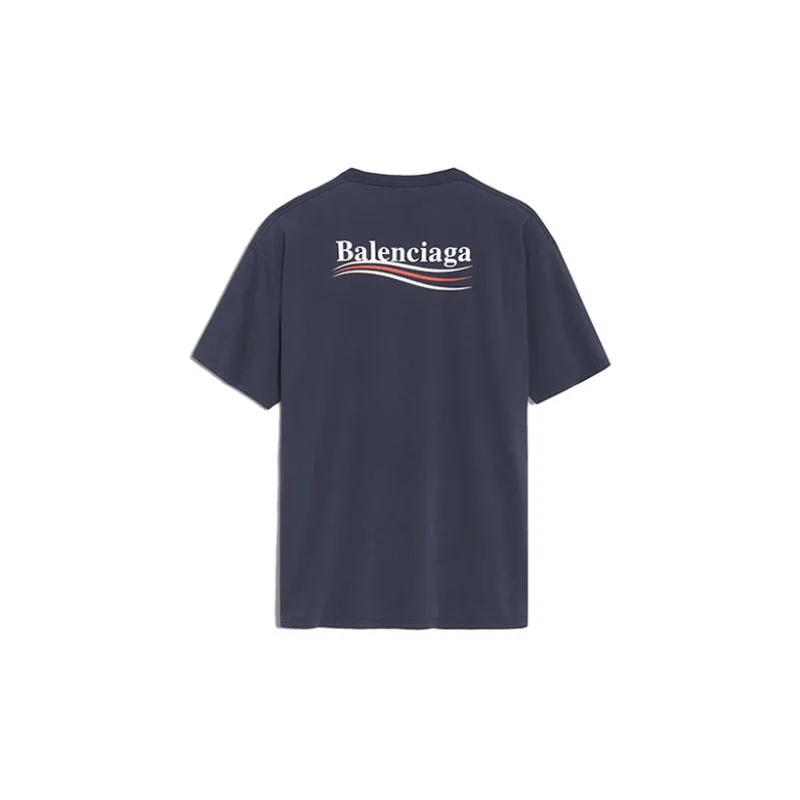 Balenciaga T Shirt Loose Fit Style Unisex Navy Blue-1