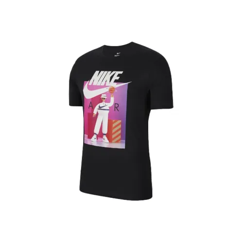 Nike Sportswear Men's Print Crewneck Sport T-Shirt Black