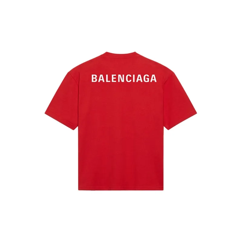 Balenciaga T Shirt Men's Red Loose Fit Style-1