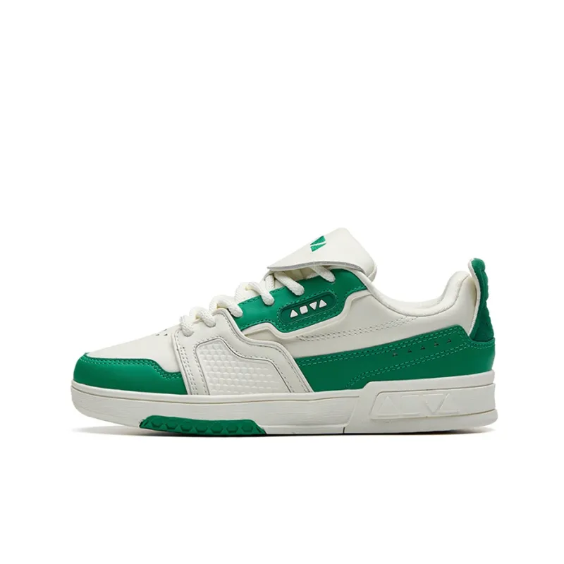 Anta Anti Slip Wear Resistant Low Top Skateboard Shoes Women's White Green-0