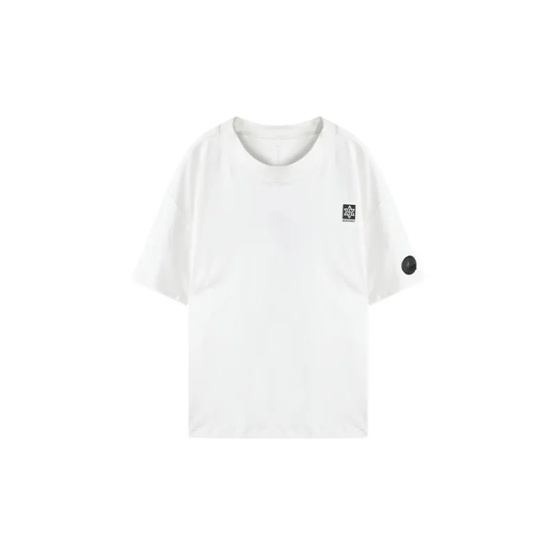 NORVINCY Solid Color Crew Neck Badge Trendy Armband T Shirt Unisex-1