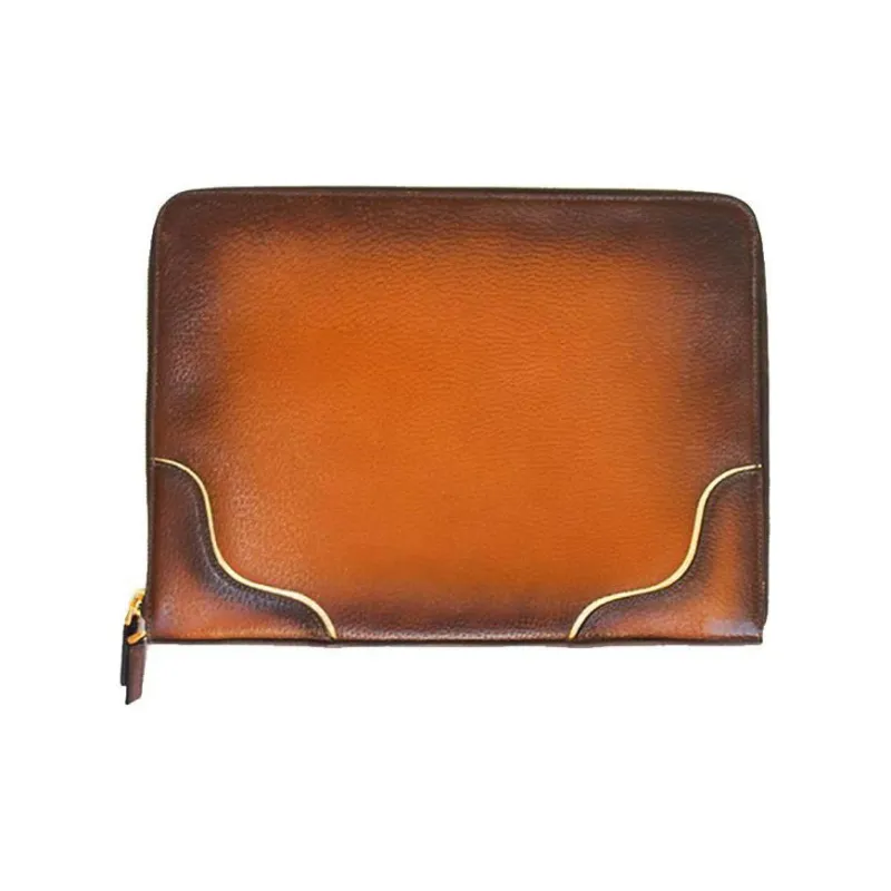 PRADA Leather Wallet Men's Brown-1