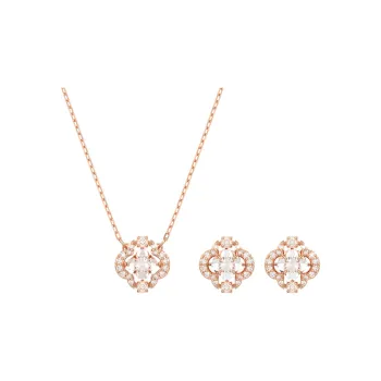 Swarovski Rose Gold Plated Necklace & Stud Earrings Set Women's