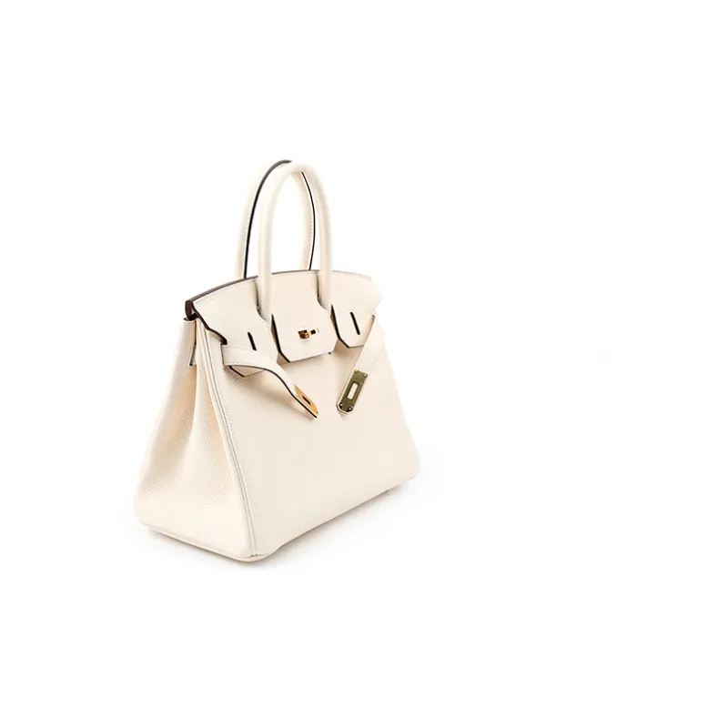 HERMES Birkin Cow Leather Birkin Bag Handbags Women's Cream White-1