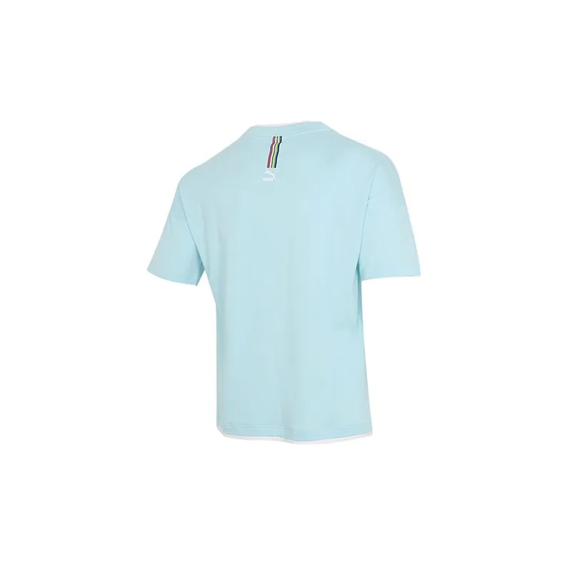 PUMA Drop Shoulder Sleeve T-Shirt Men's Sky Blue-1