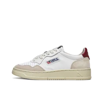 AUTRY Medalist Low Leather And Suede 'White Beige Red' Women's