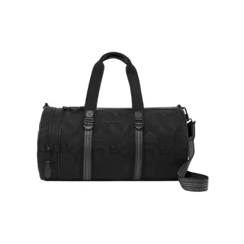 Burberry Leather Barrel Bag Travel Bag Handbag Medium Size Men's Black