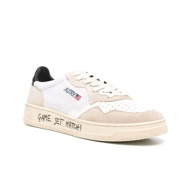AUTRY Medalist Low Fabric And Suede 'White Black And Beige' Women's-1