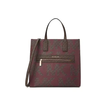 MICHAEL KORS Kenly Artificial Leather Tote Crossbody Handbag Large Size Women's Burgundy/Dark Brown