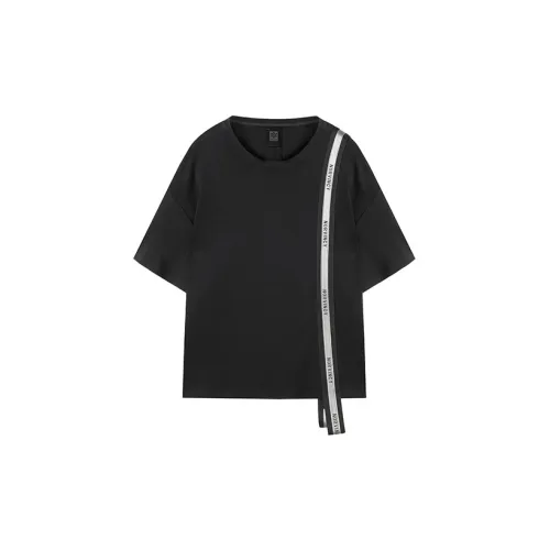 NORVINCY Comfortable Moisture Wicking Breathable Asymmetrical 100% Cotton T Shirt Unisex Black